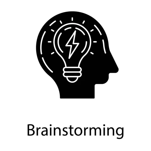 Vetor Brainstorming Logotipo Glifo — Vetor de Stock
