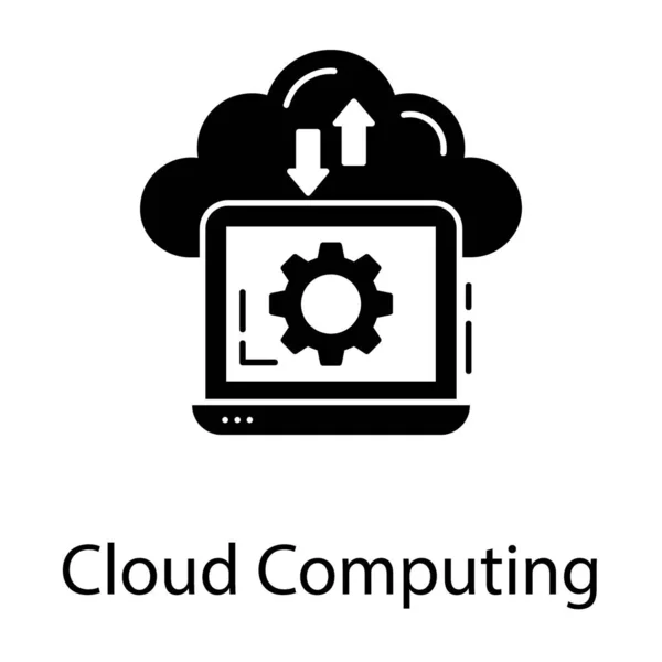 Icône Cloud Computing Dans Vecteur Glyphe — Image vectorielle