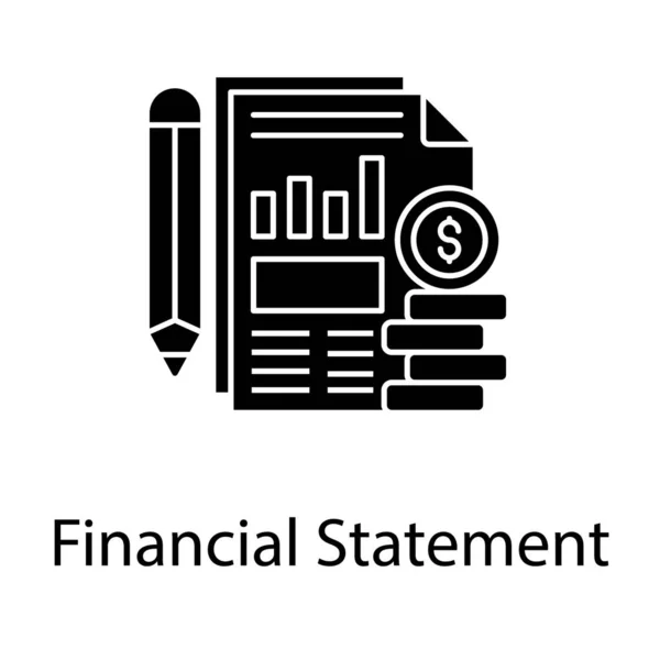 Glyph Design Financial Statement Icon — ストックベクタ