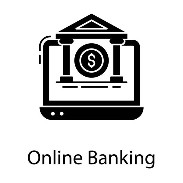 Glyf Design Online Bank Ikon — Stock vektor