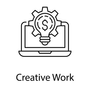 Çevrimiçi yaratıcı çalışma çizgisi vektörünün simgesi 