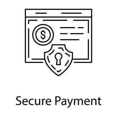 Güvenli ödeme web sitesi çizgisi simgesi 