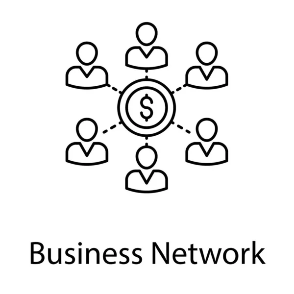 Business Network Icon Vektor Liniendesign — Stockvektor