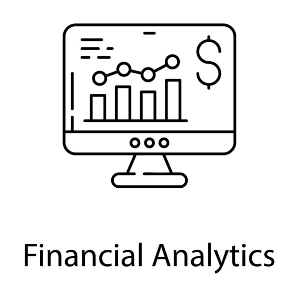 Financieel Analytics Icoon Lijn Ontwerp — Stockvector