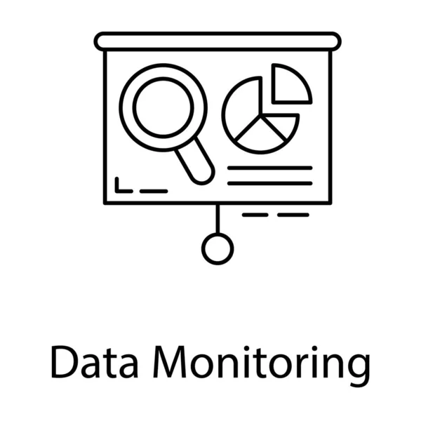 Ikon För Data Övervakning Linje Design — Stock vektor