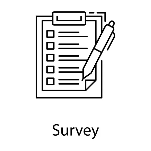 Informe Encuesta Vector Línea Icono — Vector de stock