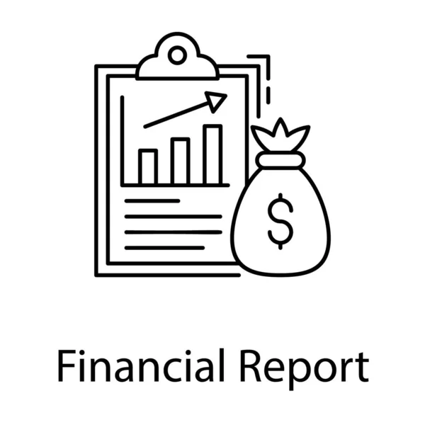 金融分析レポートアイコンラインデザイン — ストックベクタ