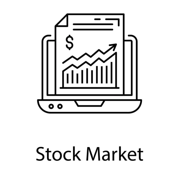 Stock Market Report Icon Line Design — Stock Vector