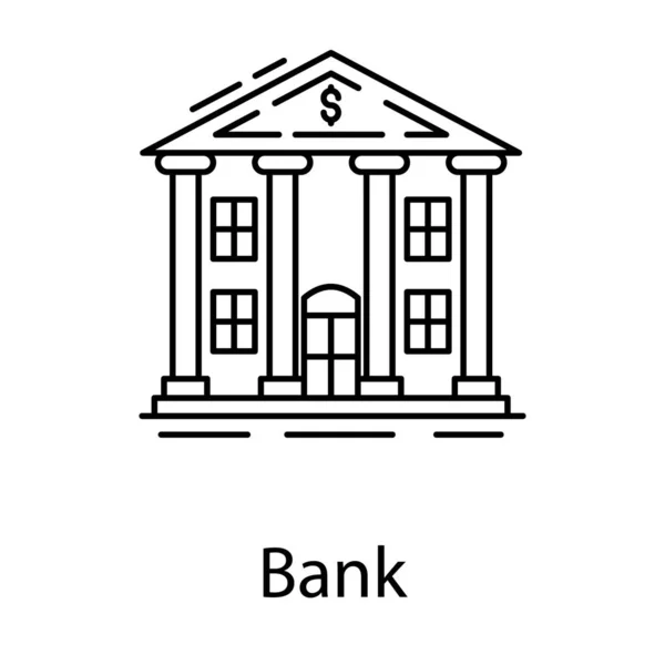 Banco Edificio Arquitectura Línea Diseño — Vector de stock