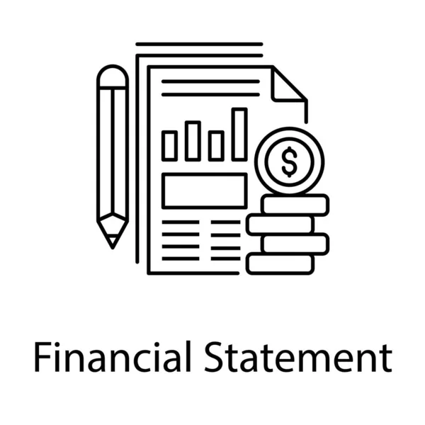 Дизайн Линии Иконки Финансовой Отчетности — стоковый вектор
