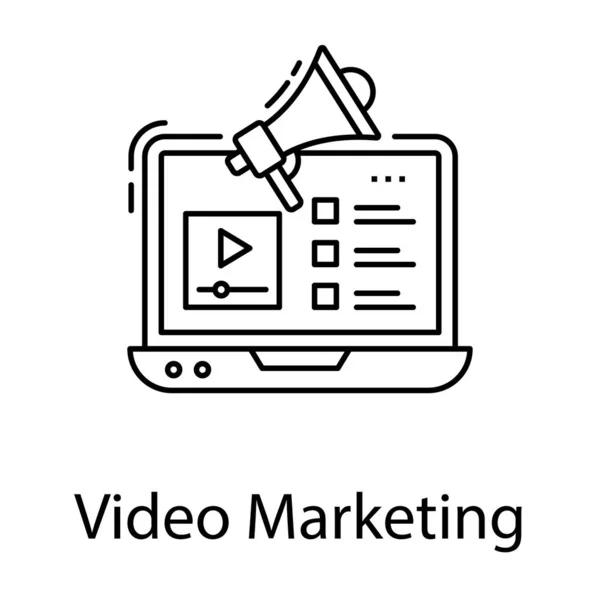 Video Marketing Icon Line Vector Design — Stock Vector