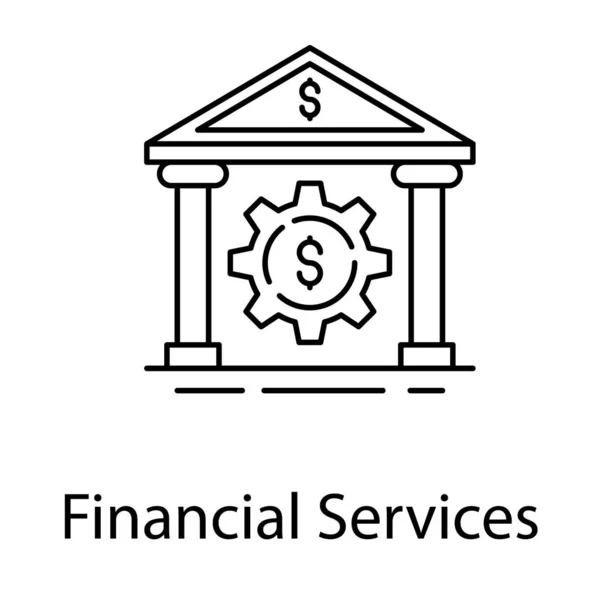 Дизайн Линии Иконок Финансовых Услуг — стоковый вектор