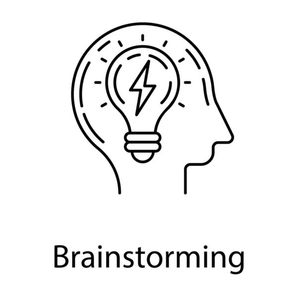 Brainstormen Vector Lijn Logo — Stockvector