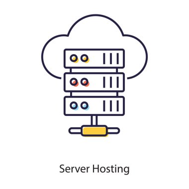 Bulut hesaplama teknolojisi, bulut sunucusu düz vektörü