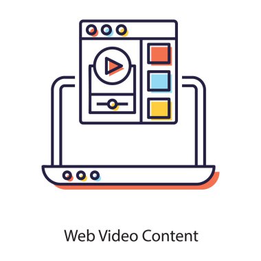 Beyaz arkaplanda izole edilmiş web video içeriği simgesi 