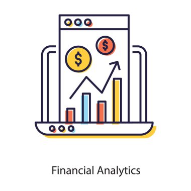 İş verileri dizüstü bilgisayarda Infographic tarafından sunuldu, finansal analiz simgesi düz tasarımda 