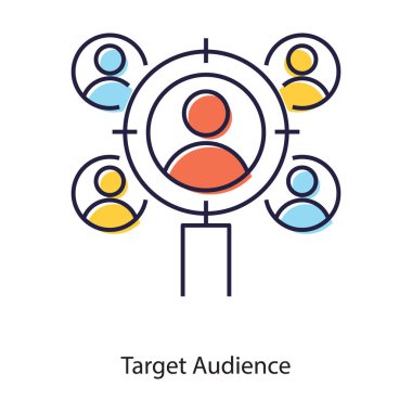 Müşteri analizi, düz tasarım hedef kitle simgesi.