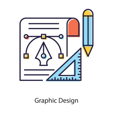 Geometrik açılı tasarım araçları, düz biçimli grafik tasarım simgesi 