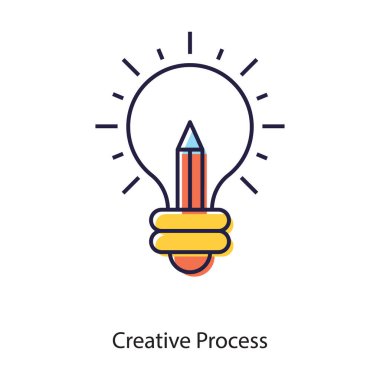 Parlak yenilikçi fikir, yaratıcı süreç vektörünün düz simgesi 