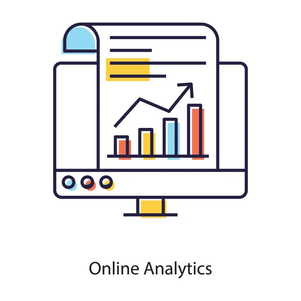 トレンドチャート フラットデザインのオンライン分析でビジネスデータを提示 — ストックベクタ