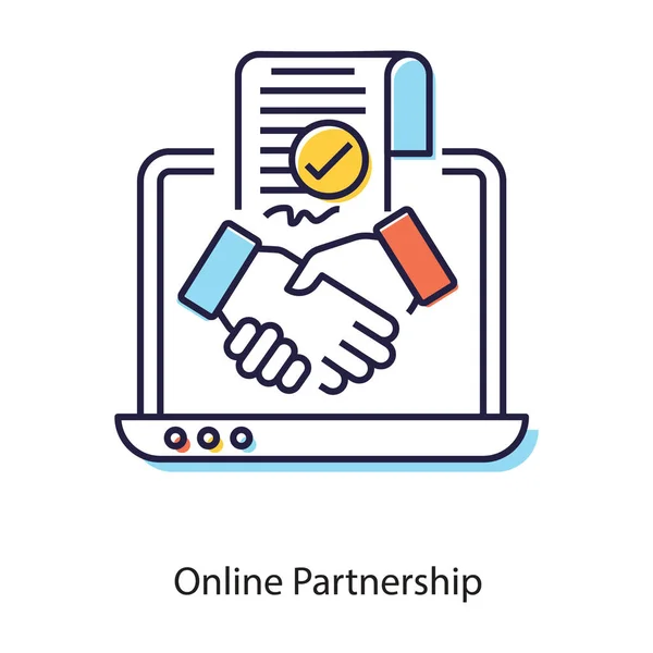 Online Üzleti Kommunikáció Online Partnerségi Dokumentum Lapos Ikonja — Stock Vector