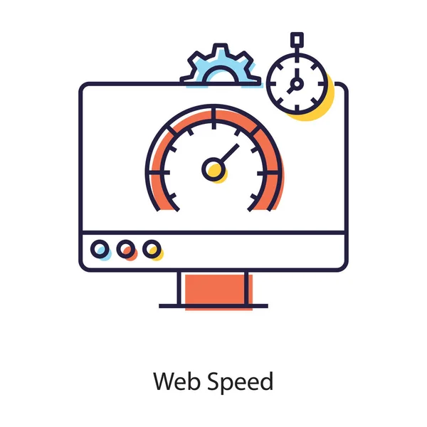 Testando Limite Velocidade Internet Ícone Velocidade Web Design Plano — Vetor de Stock