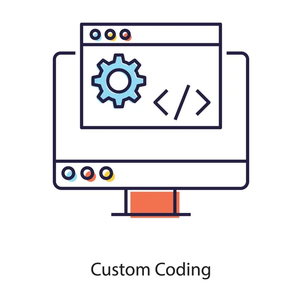 Web Development Interface Custom Coding Icon Flat Design — Stock Vector