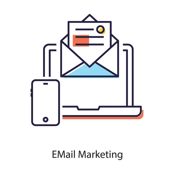 Marketing Numérique Icône Marketing Par Mail Vecteur Plat — Image vectorielle