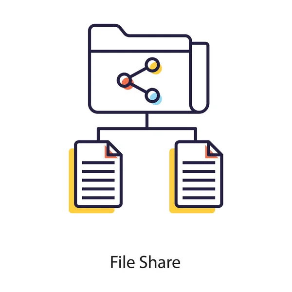 Distributed Document Network File Share Icon Flat Style — Stock vektor