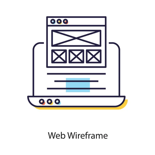 Interface Web Design Ícone Web Wireframe Design Vetorial Plano — Vetor de Stock