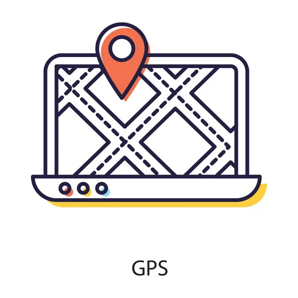 Δείκτης Θέσης Χάρτη Εικονίδιο Gps Επίπεδη Διανυσματική Σχεδίαση — Διανυσματικό Αρχείο