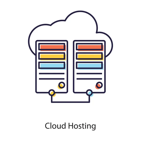 Base Datos Virtualmente Conectada Icono Alojamiento Nube Diseño Vectores Planos — Vector de stock