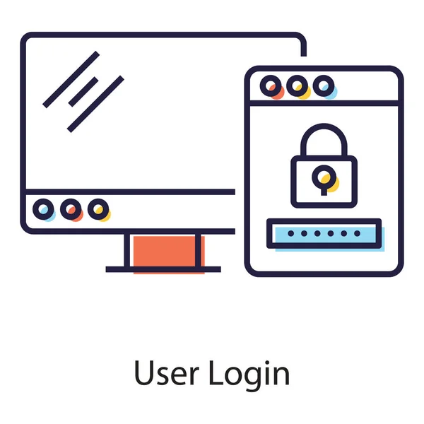 Servizio Sicurezza Web Icona Dell Account Accesso Utente Design Piatto — Vettoriale Stock