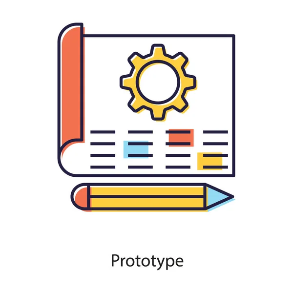 Architektoniczne Ustawienia Projektowe Ikona Prototypu Płaskim Stylu — Wektor stockowy