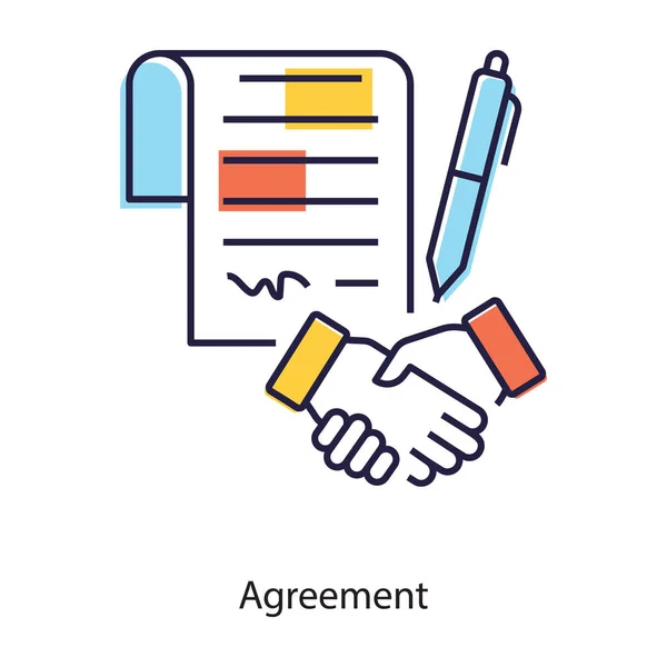 Business Partnership Concept Flat Icon Agreement — Stock Vector