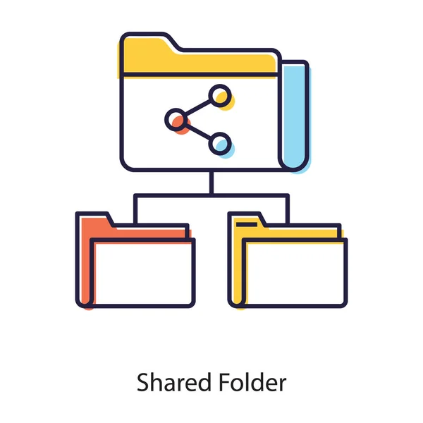 Distributed Document Network Shared Folder Icon Flat Style — Stock vektor