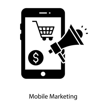 Dijital uygulama tanıtımı, sağlam tasarımda mobil pazarlama simgesi 