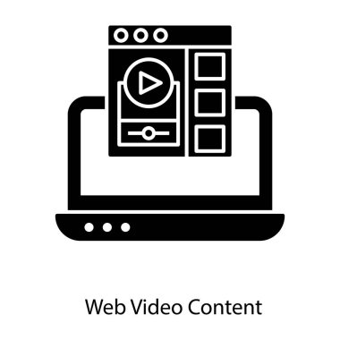 Beyaz arkaplanda izole edilmiş web video içeriği simgesi 
