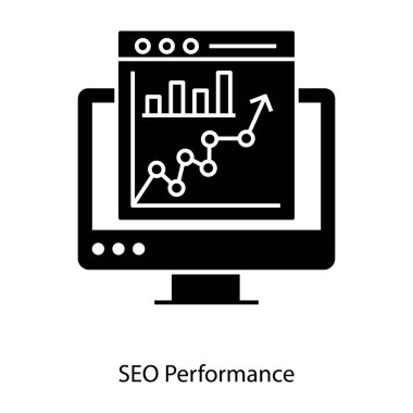 Veri analiz şeması, seo performans katı simge tasarımı 