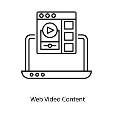Beyaz arkaplanda izole edilmiş web video içeriği simgesi 