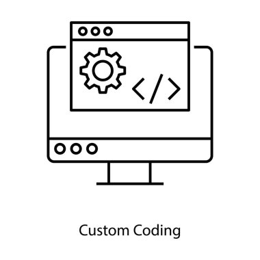 Web geliştirme arayüzü, satır tasarımında özel kodlama simgesi 
