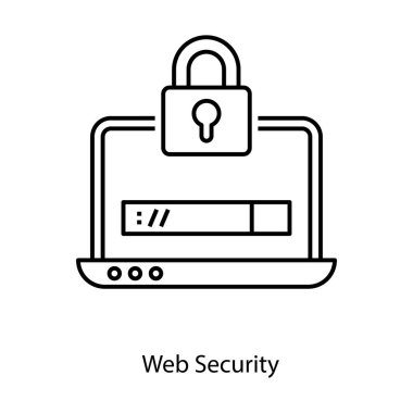 Web sitesi koruma kavramı, satır tasarımında web güvenlik simgesi.