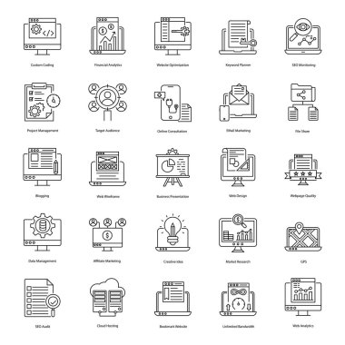 Seo araç çizgisi simgeleri, projelerinizin daha değerli olmasına yardımcı olan bir dizi farklı görsel ortamda en iyi optimizasyon hizmetlerini sağlar. Bu vektörleri yakalama şansını kaçırmayın..