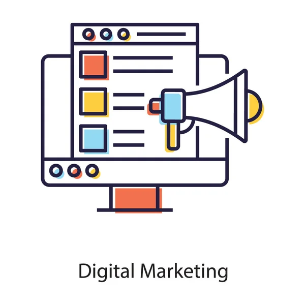 Просування Інтернеті Значок Цифрового Маркетингу Плоскому Дизайні — стоковий вектор