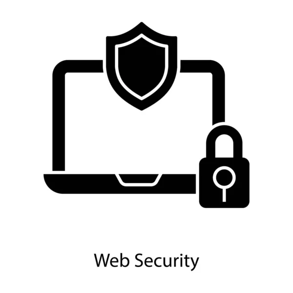 Концепция Защиты Сайта Иконка Безопасности Веб Страницы Дизайне Глифа — стоковый вектор
