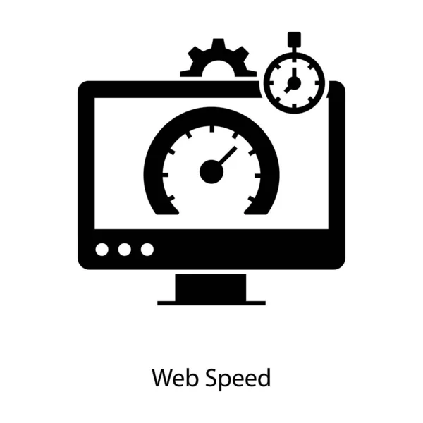 Testando Limite Velocidade Internet Ícone Velocidade Web Design Sólido — Vetor de Stock