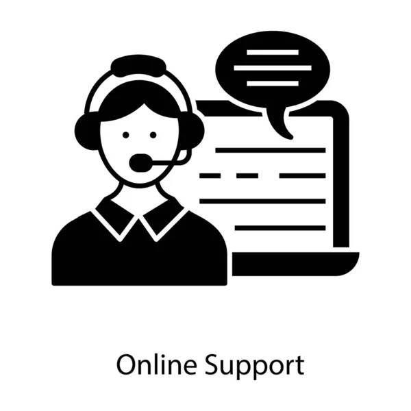 Call Center Service Concept Online Support Icoon Solide Design — Stockvector