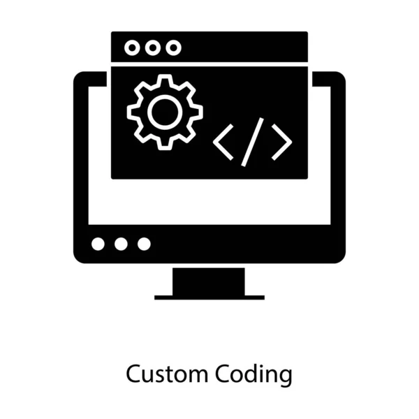 Web Development Interface Custom Coding Icon Solid Design — Stock Vector