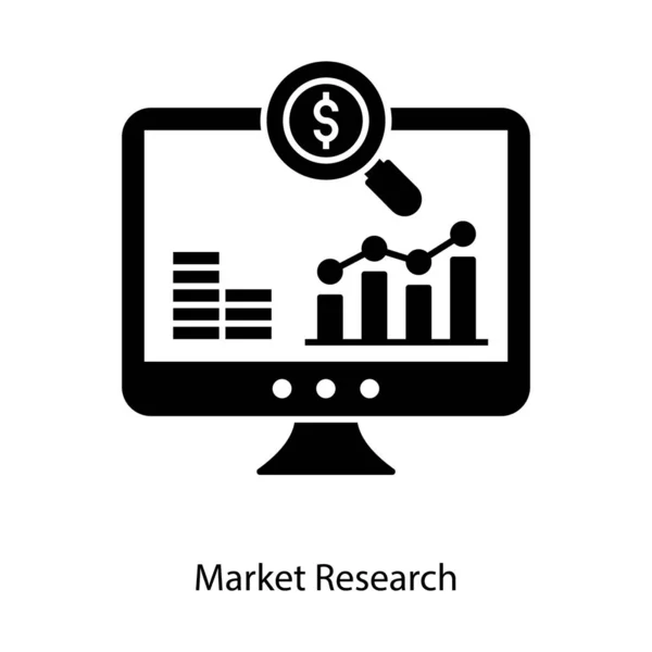 Concepto Análisis Financiero Empresarial Icono Investigación Mercado Diseño Sólido — Vector de stock