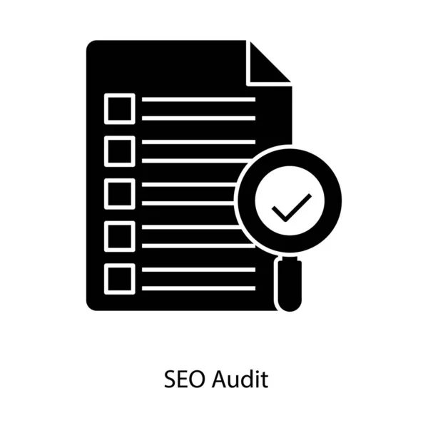 Relatório Lista Verificação Dados Ícone Auditoria Seo Estilo Design Glifo — Vetor de Stock